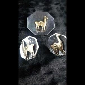 Vintage Old Cuzco 18 k Gold & Sterling Silver Brooch and Screw Back Earrings